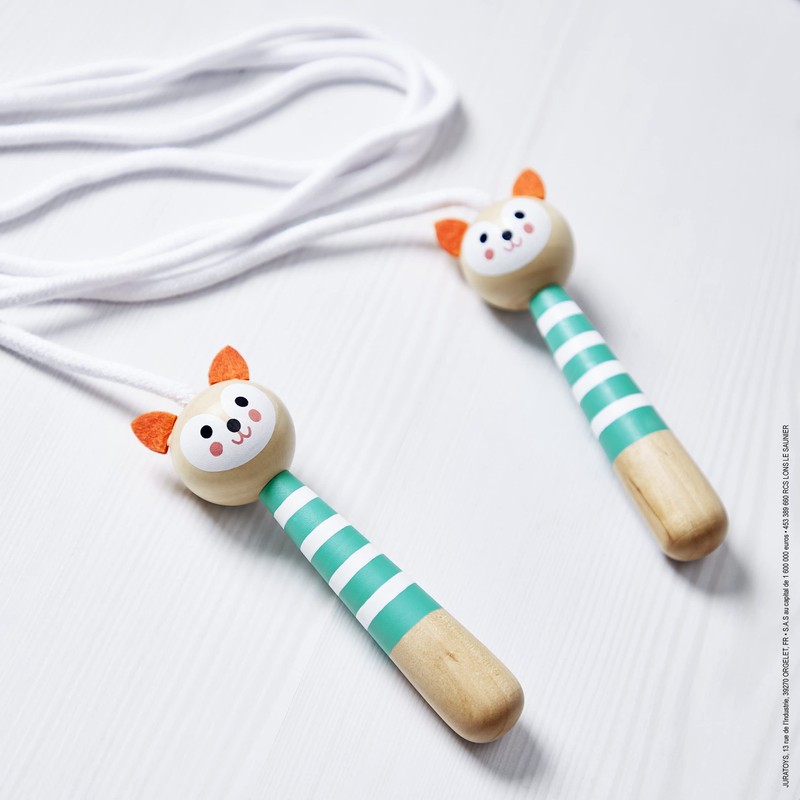 Janod - Wooden Fox Skipping Rope - Adjustable Size -