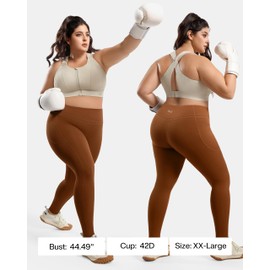 VFUS High Impact Zip Front Adjustable Sports Bra No Bounce Criss Cross Plus Size Bras for Women Workout Running (Large, Cloud Cream)