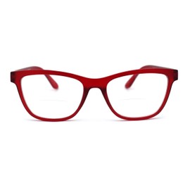 SA106 Womens Horn Rim Rectangular Bi-focal Reading Glasses +1.5 Red