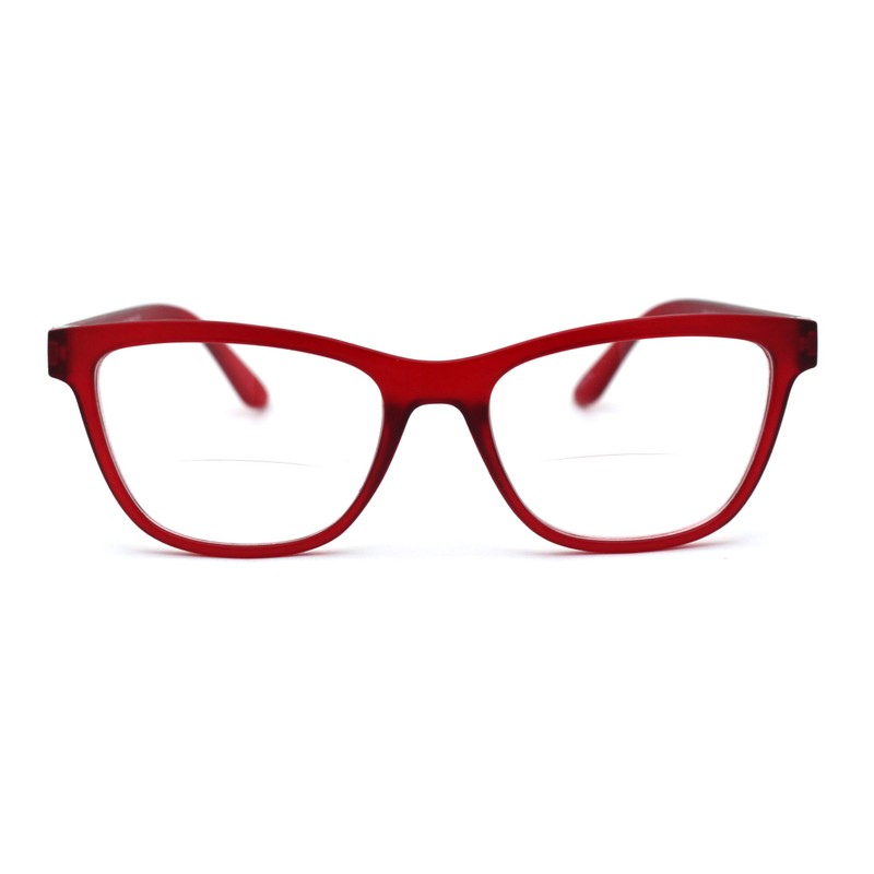 SA106 Womens Horn Rim Rectangular Bi-focal Reading Glasses +1.5 Red