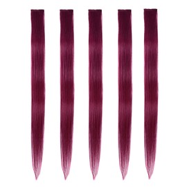 Flying Beauty burgundy red hair extensions Wine Red 18 Inches 5 Pcs Colored Party Highlights Straight Hair Clip in Human Hair Extensions in Multiple Colors