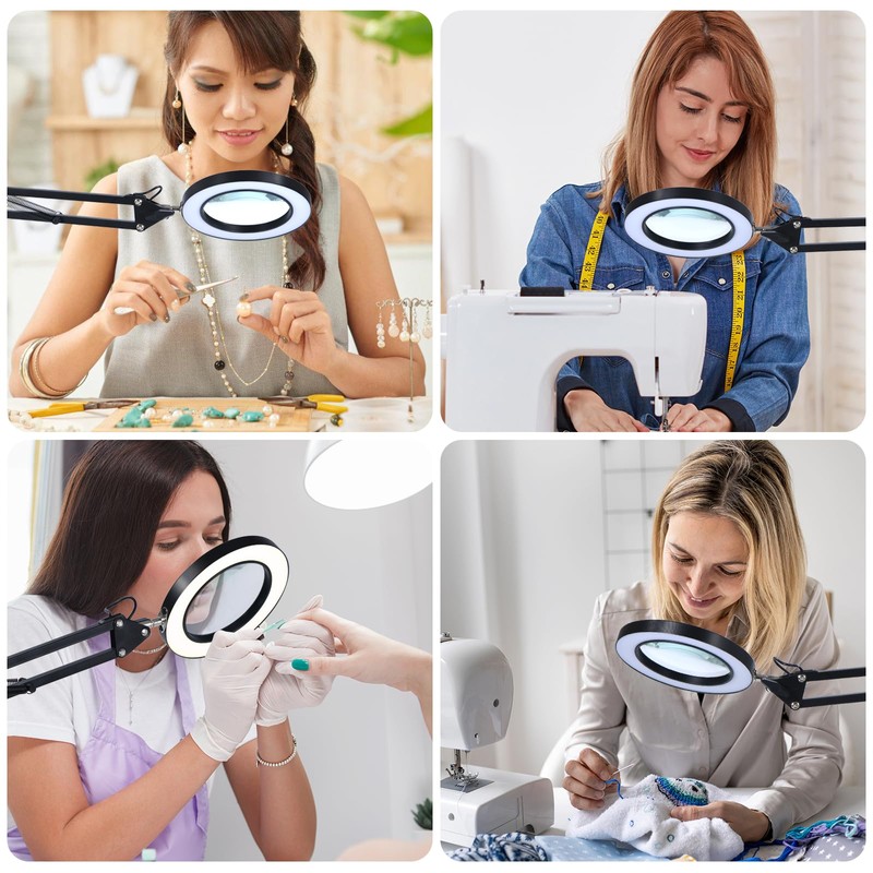 Magnifying Glass with Light and Stand, 3 Color Mode &