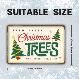 Farm Fresh Christmas Trees Metal Sign Vintage Retro Farmhouse Christmas Tin Sign for Home Kitchen Cafe Farm Bar Shop Decor 8x12 inch