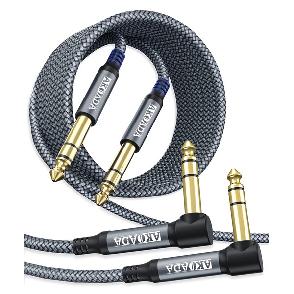 AkoaDa 1/4 Inch TRS Instrument Cable (10ft 2Pack), Right Angle