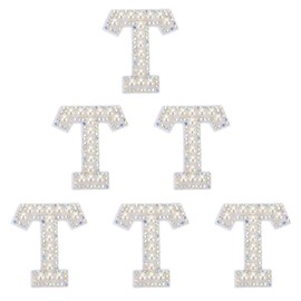 PATIKIL Strass-Buchstaben-Aufnäher, 6 Stück, Anfangsbuchstaben T, selbstklebender Aufnäher, bestickter Stoff, 4,4 cm, Alphabet-Aufkleber für Kleidung, Hüte, Make-up-Taschen, DIY, buntes Weiß