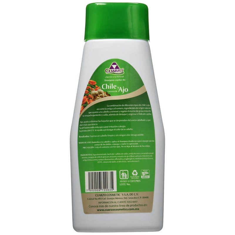 Shampoo Cuarzo Chile y Ajo, 550 ml