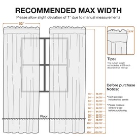 Anmao Beige Semi Sheer Light Filtering Curtains 84 Inches Long 2 Panels, Leaf Pattern Drapes for Living Room Bedroom, Rod Pocket Sheer Window Treatments with Floral Design, 52x84 Inch