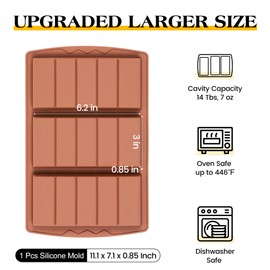 KASHME 1 Pc Chocolate Bar Mold Deep Large Chocolate Molds Silicone Break Apart Thick Silicone Molds for Candy Bar (5 Snap）