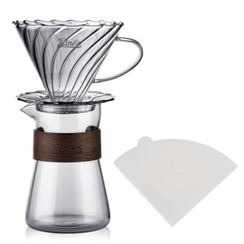 Bincoo Pour Over Coffee Dripper Set, Drip Coffee Maker, Included Borosilicate Glass Carafer and Coffee Dripper & 50 Pcs Size 02 Paper Filter, 16oz(500ml) (Smoky Gray Set)