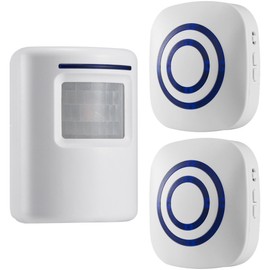GZCRDZ Wireless Driveway Alert : Infrared Motion Sensor Door Bell Alarm Chime with 2 Receiver and 1 Sensor - 38 Chime Tunes - LED Indicators Home Cordless Ding Dong Sound Doorbell (1-2)
