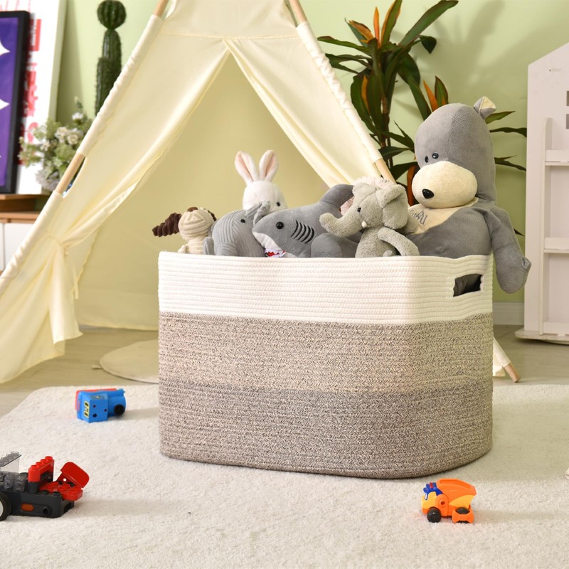 ICERZCZ Extra Large Blanket Basket Living Room, Rectangle Storage Basket,