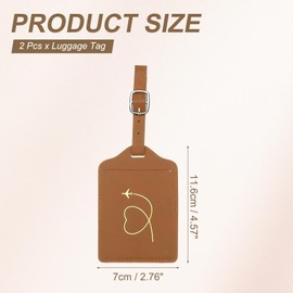 PATIKIL Suitcase Luggage Tags, Brown Heart Leather Name Tags Airplane Bag Accessories Travel Essentials for Flying Hotel Check in Luggage Bags Men Women, 2 Pcs