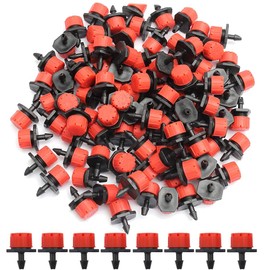 Voarge 200 Pieces Adjustable Watering Dripper Sprinkler, 8-Hole Anti-Clogging Emitter Dropper, Irrigation Dripper Sprinkler Accessories, Red, for Flower Beds, Vegetable Gardens, Lawn,