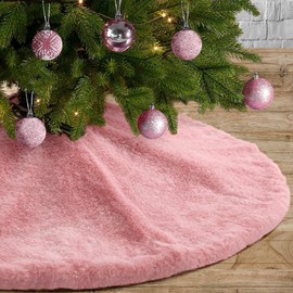 DegGod Pink Bling Christmas Tree Skirts, 30 inches Luxury Glitter Bright Silk Double Layers Xmas Tree Base Cover Mat for Xmas New Year Home Party Decorations (Pink, 30 inches)