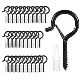 Oenothera 30 Pieces Q Hanger Hooks with Safety Buckle, Screw Hooks, Wall Cabinet Ceiling Eye Hooks for Hanging Plants, Birdcage, Wind Chimes（M4）