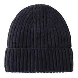 Connectyle - Gorro de lana de invierno con forro polar para hombres y mujeres, gorro de invierno, Azul marino, Large
