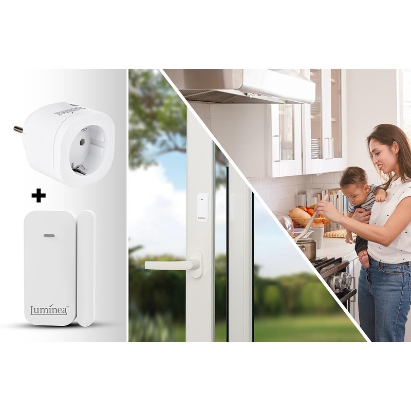Luminea Window Contact Switch: Wireless Socket with Door & Window
