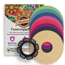 Diasticker® Freestyle Libre 2 - Sensor Enclosure "LibreProtect" (Black) Includes 10 Plasters (Mix) | Flexible - Maximum Hold - Waterproof | Simplifies Plaster Changing, Tape Fixation