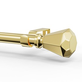 OWEBUYT Curtain Rods for Windows 18 to 45 Inch - 1 Inch Diameter Heavy Duty Drapery Rod Adjustable Telescoping Windows Rods with Diamond Decorative Finials Gold