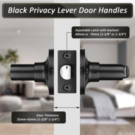 Probrico 3 Pack Black Privacy Lever Door Handles, Keyless Door Handle Set for Bedroom or Bathroom, Interior Handles Door Levers Door Knobs Door Lock