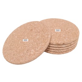 SaatSaa 6 x Cork Coaster Trivet - Heat Resistant Pads - Kitchen Worktop Protector - Hot Pads Trivet - Surface Protector - Round Shape 18cm