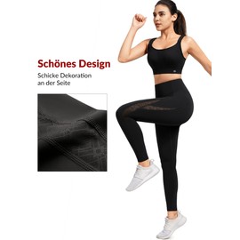 Yvette Women's Sports Leggings with Pocket & Mesh Opaque Breathable Running Leggings, black, 5XL