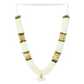 Artificial Mala Flower Ribbon Garland Haar Large Mala for Idol-Mala for God Pooja Sringar Article Ornament for Multipurpose Indian Traditional Cultural Festival Ganesha Decoration (Size:-20")(White)
