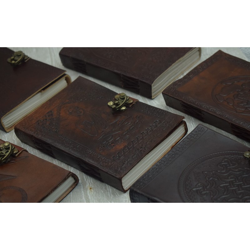 OVERDOSE Leather Journal Turquoise Leather Cover Leaf Diary with Key
