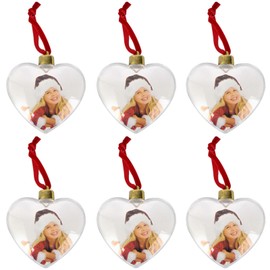 VALICLUD 6 Pieces Photo Frame Christmas Tree Decoration Picture Frame Pendant Heart Photo Christmas Tree Baubles Tree Decoration Christmas Decoration Xmas Party Family Keepsake Gift