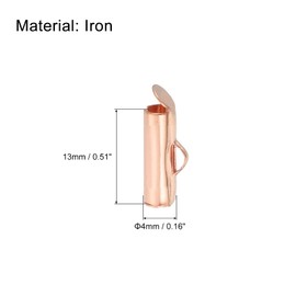 uxcell 100Pcs Slide on End Clasps, 13mm Tube Ball Bead Slider Crimp Ends for Multi-Strand DIY Craft Making, Rose Gold