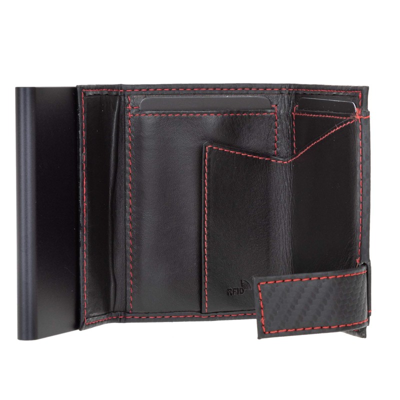 Secwal Leather Wallet Smart Mini Aluminium RFID Protection + Key
