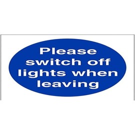 V Safety Please Switch Off Lights When Leaving Sign - 100mm x 100mm - 1mm Rigid Plastic