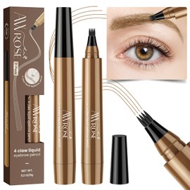 AWROSE Eyebrow Pencil, 2 Pack 3D Waterproof Microblading Eyebrow Pen 4 Fork Tip Tattoo Pencil, Precise Natural Magic Eye Brow Pen with Hair Like Strokes, 4 Points Multi-Used Eye Brow Pencils for Women