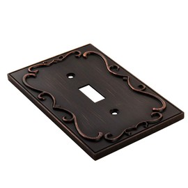French Cabriole Decorative Wall Plate Switch Plate Outlet Cover (Single Toggle, 3 Pack, Aged Bronze)