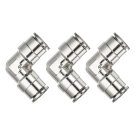 PATIKIL Air Line Fittings, 2/5" Elbow Nickel-Plated Brass Push to Connect Quick Connect Fittings Pipeline Hose Connector Replace Repair Kit for Air Compressor Pneumatic System, 3 Pcs