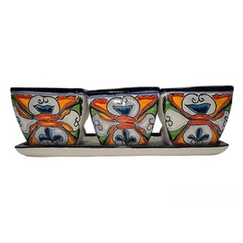 Talavera Pottery Store Herb Planter Set of 3 Hand Painted Pots Indoor Outdoor Multi Colored Glazed Allegra