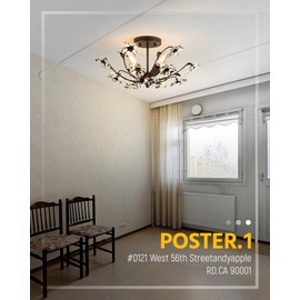 SONLA Flush Mount Ceiling Light Fixture - Vintage Crystal Flower Ceiling Light - Black Hallway Lighting for Bedroom Living Room C2189-4-BK