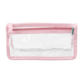 Luckious Clear Pencil Case Bag - Dual Zipper Organizer for Stationery, Pens, Makeup - Ideal for School, Office, and Travel (Blue or Pink)