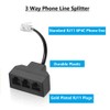 Menewstart RJ11 Cable 3 Way Telephone Splitter 3 Pack, Black,