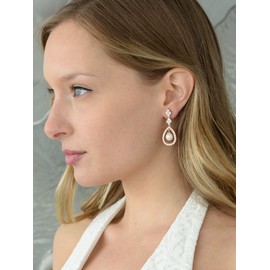 Mariell Pearl Bridal Wedding Clip-On Earrings for Bride, Rose Gold Non-Pierced Earring for Bride, Prom