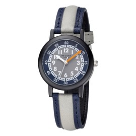 REGENT F-1474 Children's Watch in Black Grey Blue White Orange Aluminium Diameter 30 mm, black, Bohemian