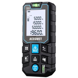 Laser Measurement Tool, ACEGMEACEGMET Laser Measure, 393ft/120m Laser Measurement Tool, Laser Measuring Tool with 2 Bubble Levels, LCD Backlit Display, IP54 Waterproof, Pythagorean Mode for Distance, Area, VolumeaT 393 Ft Laser Tape Measure ±1/16-inch Accuracy, M/in/Ft Unit Switching Backlit LCD with Mute Button Laser Measure, Pythagorean Mode, Area and Volume Digital Tape Measure
