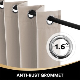 H.Versailtex 100% Blackout Curtains Window, Light blocking Curtains, Thermal Insulated & Warm Protecting, Curtains Eyelet for Living Room, Bedroom,46 x 54 Inch,2 Panels,Beige Curtains