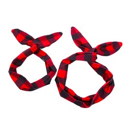 MineSign Plaid Headband for Women Vintage Knotted Hair Bands Wired Headwraps Fabric Bowknot Hair Holder Retro Head Accessory Red Plaid