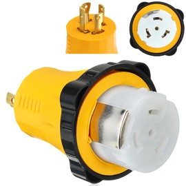 Kanayu L14-30P to SS2-50R RV Marine Power Generator Adapter, 30A 4 Prong Locking Generator L14-30P Male to 50A Marine Shore Power SS2-50R Female Locking Ring 125V/250V
