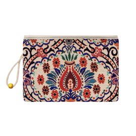 Patterned Tapestry Wallet | 8.2'' - 5.5'' Large Size Turkish Motif Coin Phone and Card Wallets | Pouch Keychain Large Organizer Bag