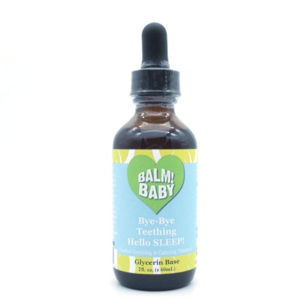 BALM! Baby Bye-Bye Teething, Hello Sleep! Natural & Organic Baby Teething Relief & Calming Tincture | Soothes Inflamed Gums, Irritability & Pain – Encourages Sleep | Glass Bottle (Single, Glycerin)