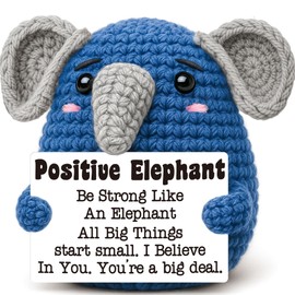 Elephant Gifts for Men Women, Cute Inspirational Birthday Graduation Gift for Daughter Son Him Her Teen Boy Girl Friends, Office Gifts for Coworkers, Funny Crochet Elephant Present
