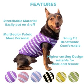 YQYS Dog Shirts Multi-Color Striped Cotton Vest for Small Dogs and Cats Puppy Clothes Teacup Dog Clothing Tank Top for Chihuahua Miniature Pinscher Blue XSmall