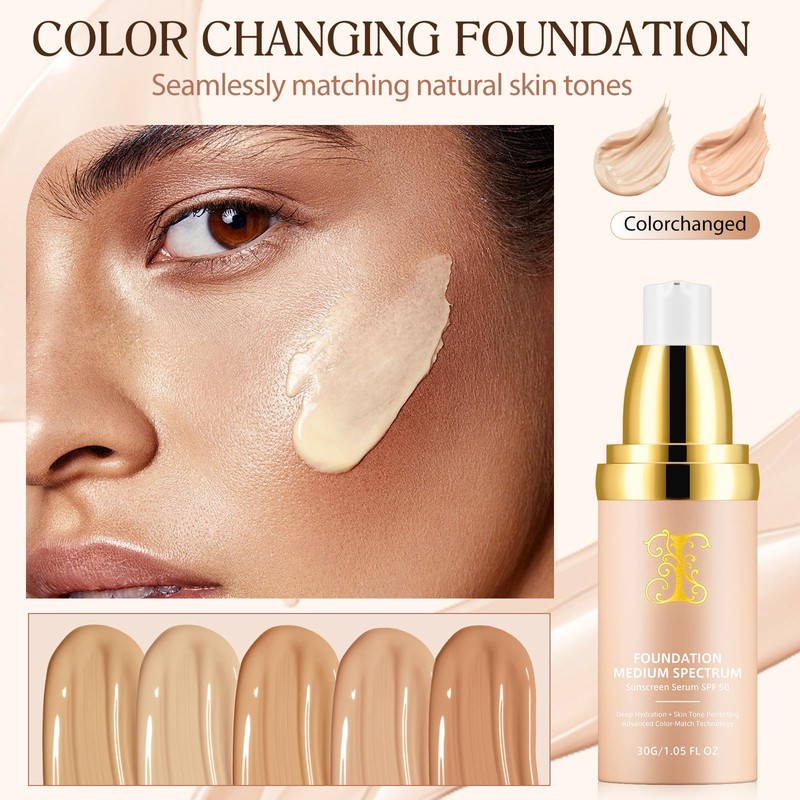 4-in-1 Color Changing Foundation with SPF 50 Sunscreen Serum -